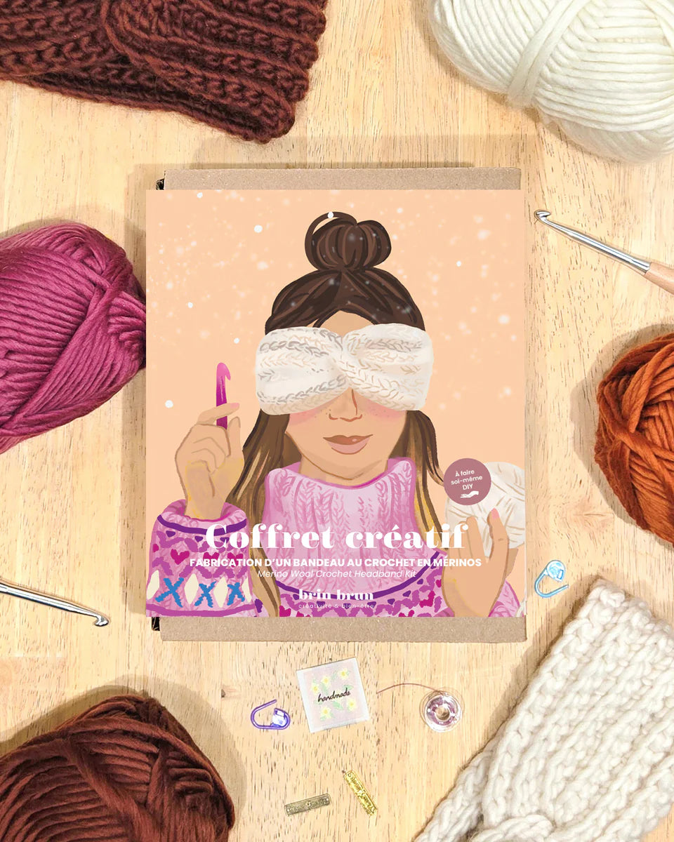Creative kit - DIY kit for making a crocheted headband from merino wool