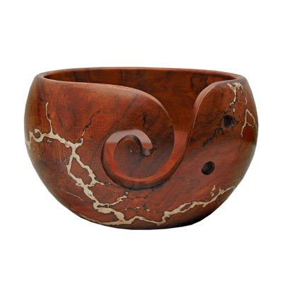 Sheesham wood wool bowl with white resin inlay